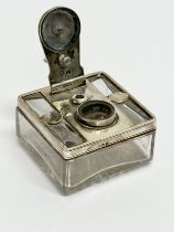 A late 19th century Irish silver top inkwell by Thomas Weir, Dublin. 5x5x4.5cm.