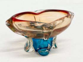 A mid 20th century Art Glass bowl. Open pontil. Possibly Bohemian. 17x11.5x8cm