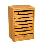 A Danish Mid Century oak tambour door filing unit. 50x37.5x76cm