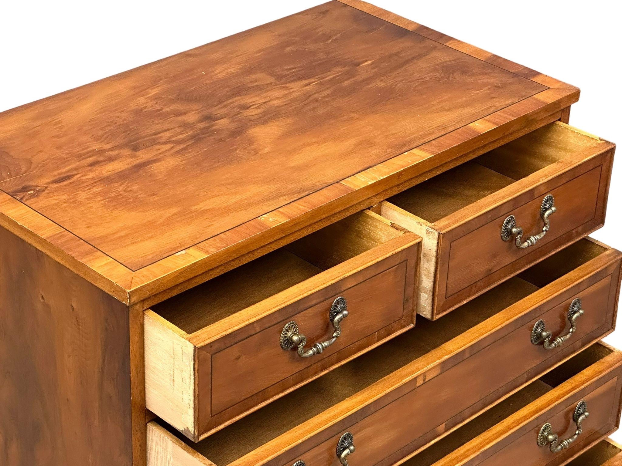 A George III style Inlaid yew wood chest of drawers, 75cm x 42cm x 74cm - Image 2 of 7