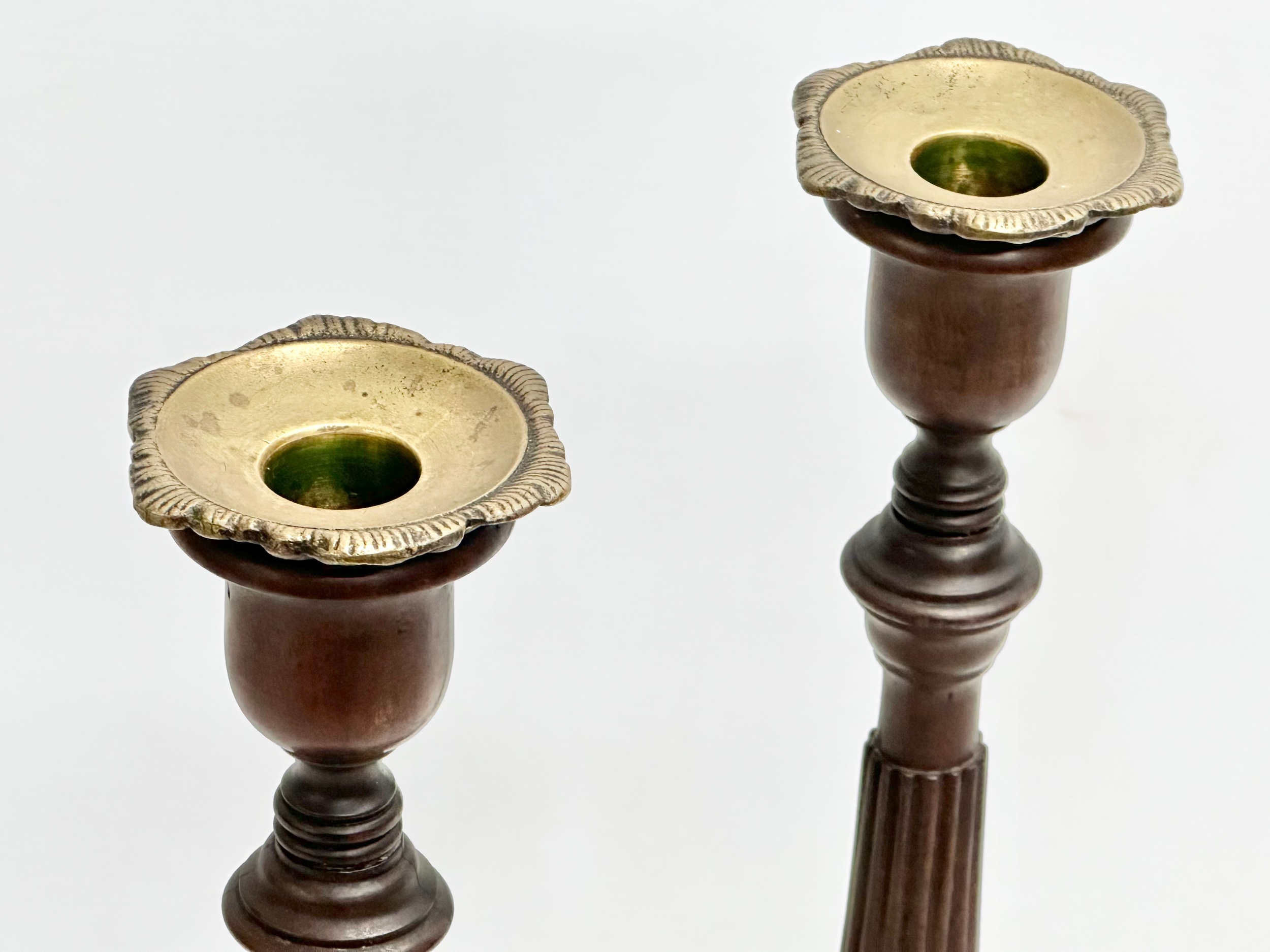 A pair of large excellent quality late 19th century George III style mahogany candlesticks. Circa - Image 3 of 9