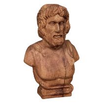 A 19th century carved bust of Zeus. 14x22cm