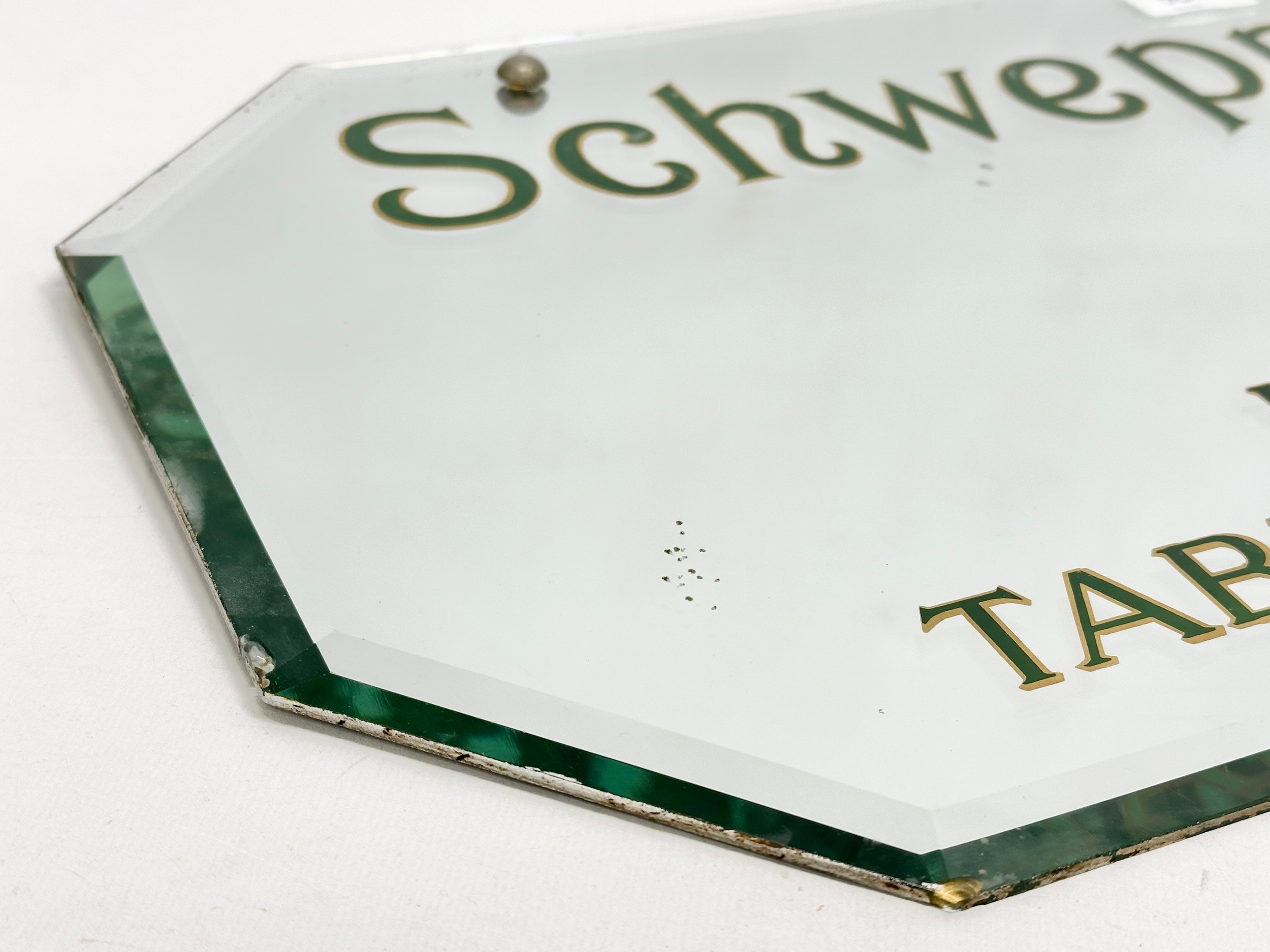 An early 20th century Schweppes Irish Table Waters advertising bevelled mirror. 51x31cm - Image 6 of 6