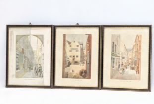 A set of 3 mid 20th century Belfast prints of 18th century scenes.