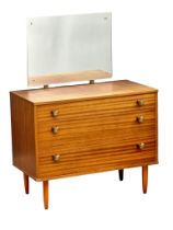 A Mid Century Tola Wood dressing chest/chest of drawers by Avalon. 1960’s. 82x43x112.5cm
