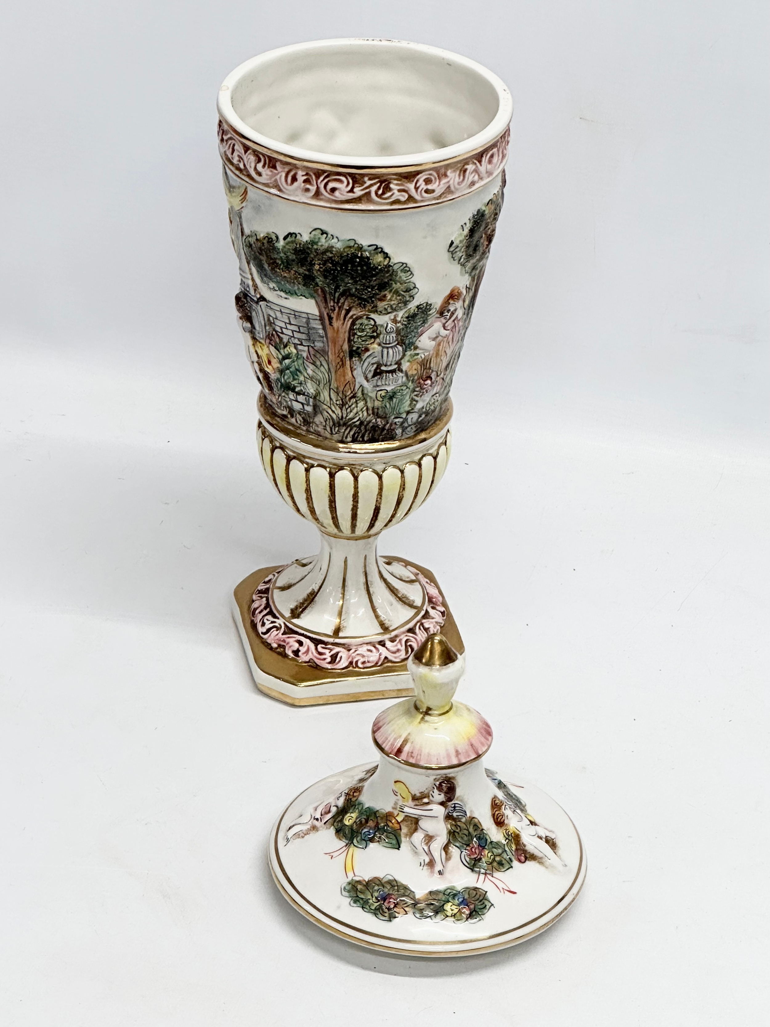 A large R. Capodimonte urn with old. 42cm. With a Chinese vase on stand. - Image 9 of 10