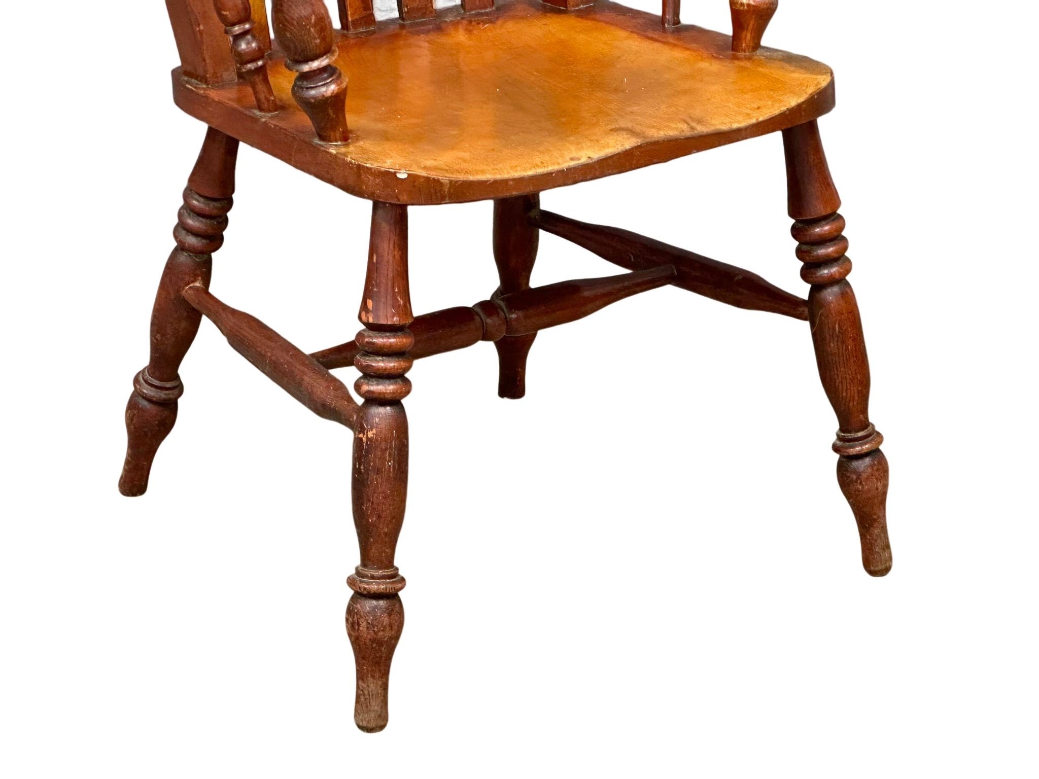 A Victorian elm & beech gent's farmhouse armchair with original paintwork - Image 3 of 5