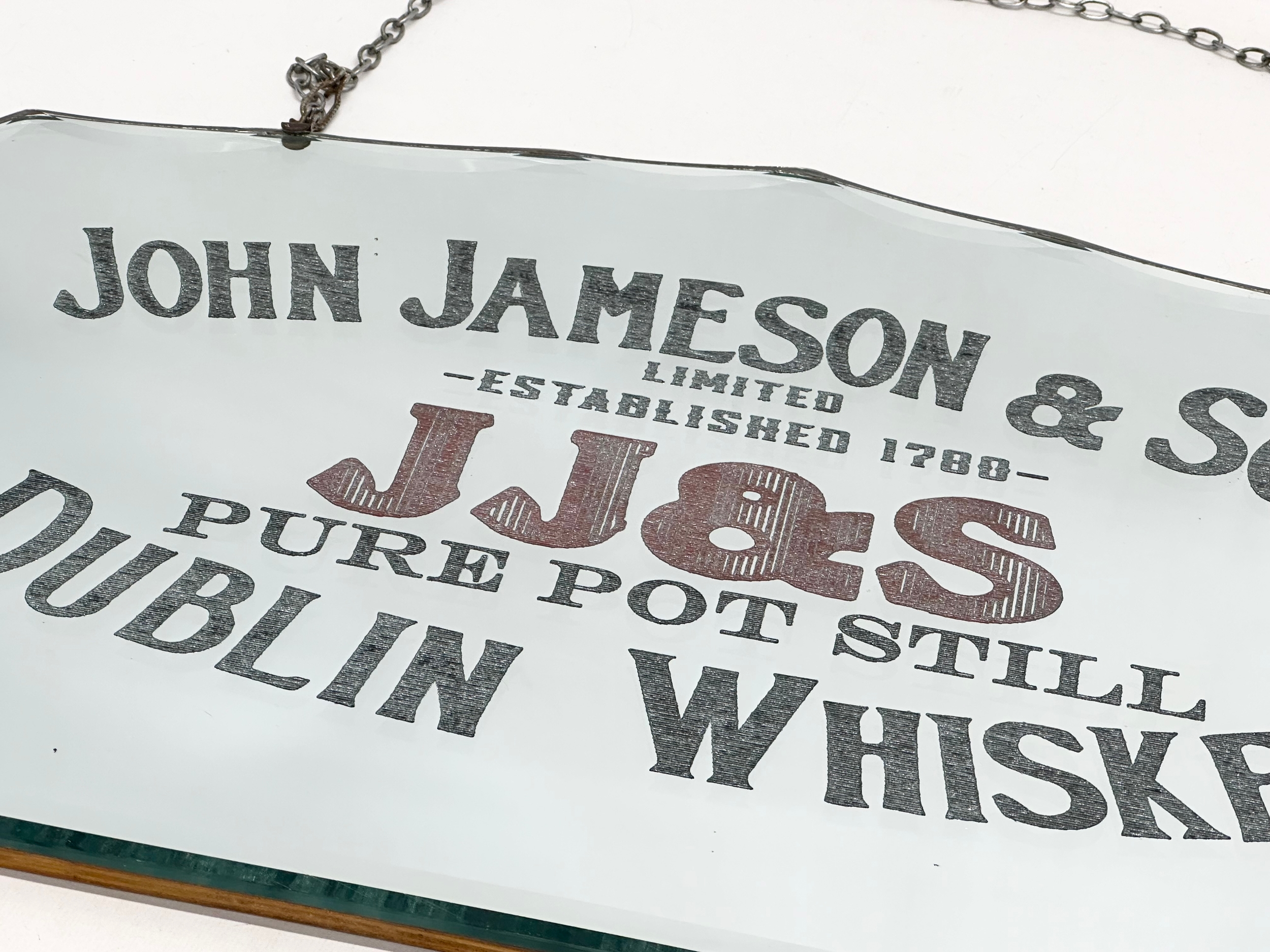 An early 20th century John Jameson & Son (JJ&S) Dublin Whiskey advertising mirror. 61x36cm - Image 3 of 4