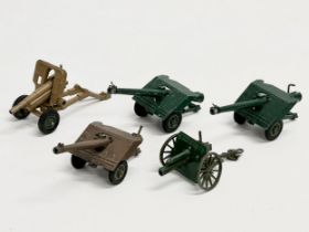 5 Britains metal Artillery Guns. 12/13cm