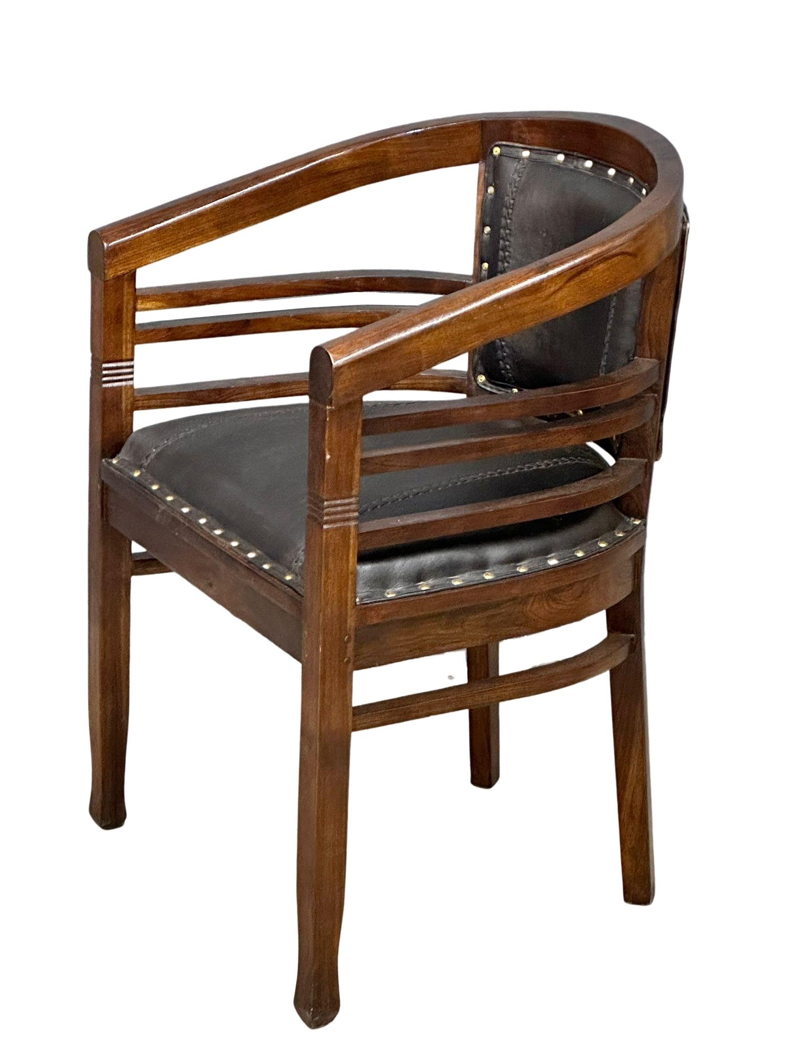 A Victorian style mahogany framed desk chair with leather back and seat secured with brass studs. - Image 2 of 5