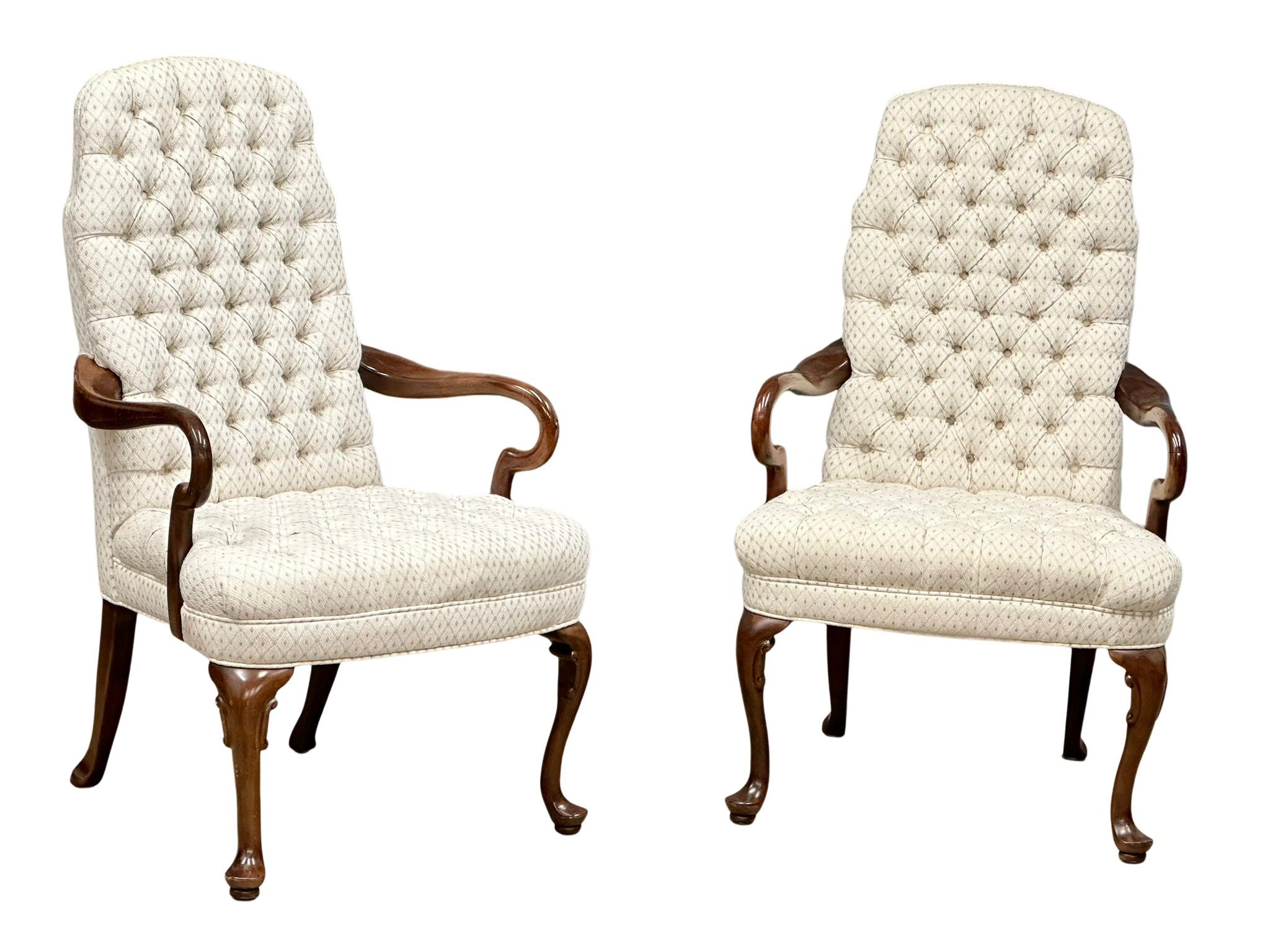 A pair of good quality George I style deep button back armchairs.(1) - Image 5 of 8