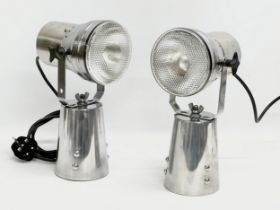 A pair of professionally made vintage stage light Steampunk lamps with Philips bulbs. 28x16x30cm