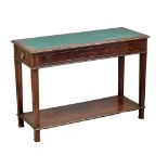 A Robert Adam style late 19th/early 20th century Mahogany side table with two drawers and leather