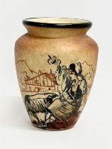 A rare Ciboure Pottery vase. Signed RLC. France. 7x9.5cm