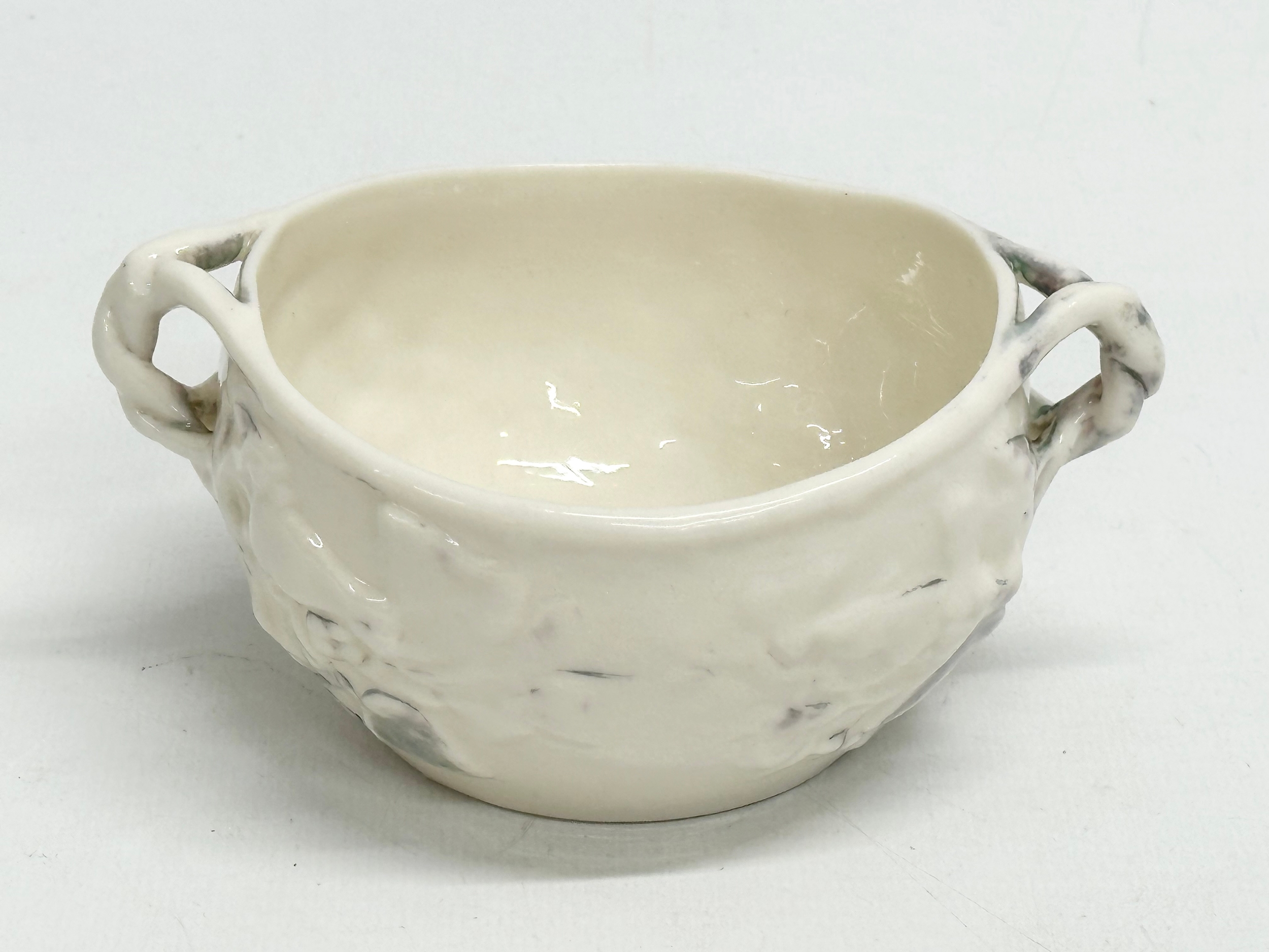 A rare 1st Period Belleek 2 handled Ivory sugar bowl with green and black stamp, circa 1863-1870, - Image 5 of 10