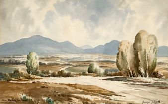 A watercolour by George Farrell. Near Annalong, County Down. 37x24cm. Frame 55.5x42.5cm