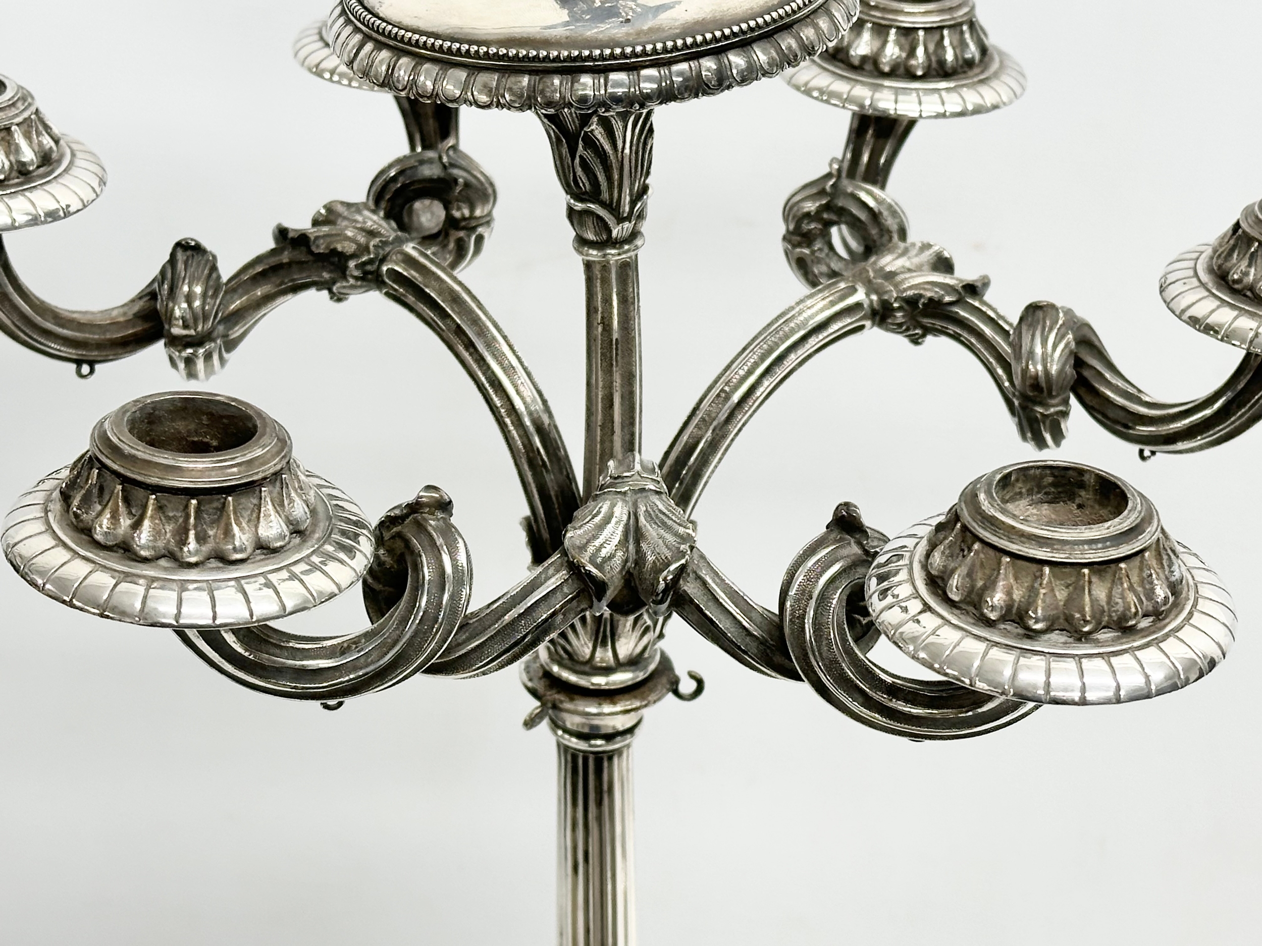 A large exceptional quality mid 19th century silver plated Neo Classical style candelabra, mounted - Image 12 of 18