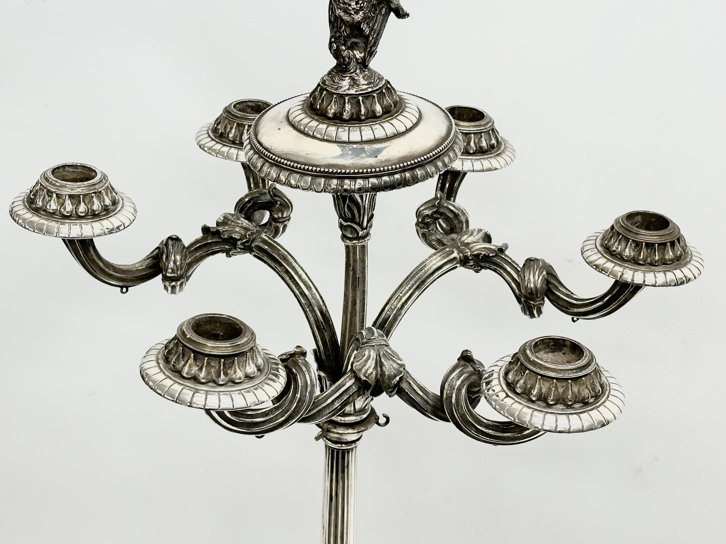 A large exceptional quality mid 19th century silver plated Neo Classical style candelabra, mounted - Image 9 of 18