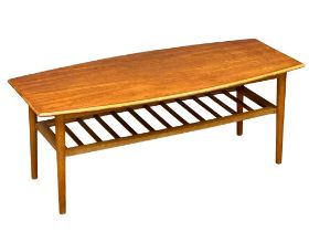 A Mid Century teak & beech 2 tier coffee table. 120cm x 55cm x 46.5cm