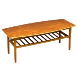 A Mid Century teak & beech 2 tier coffee table. 120cm x 55cm x 46.5cm