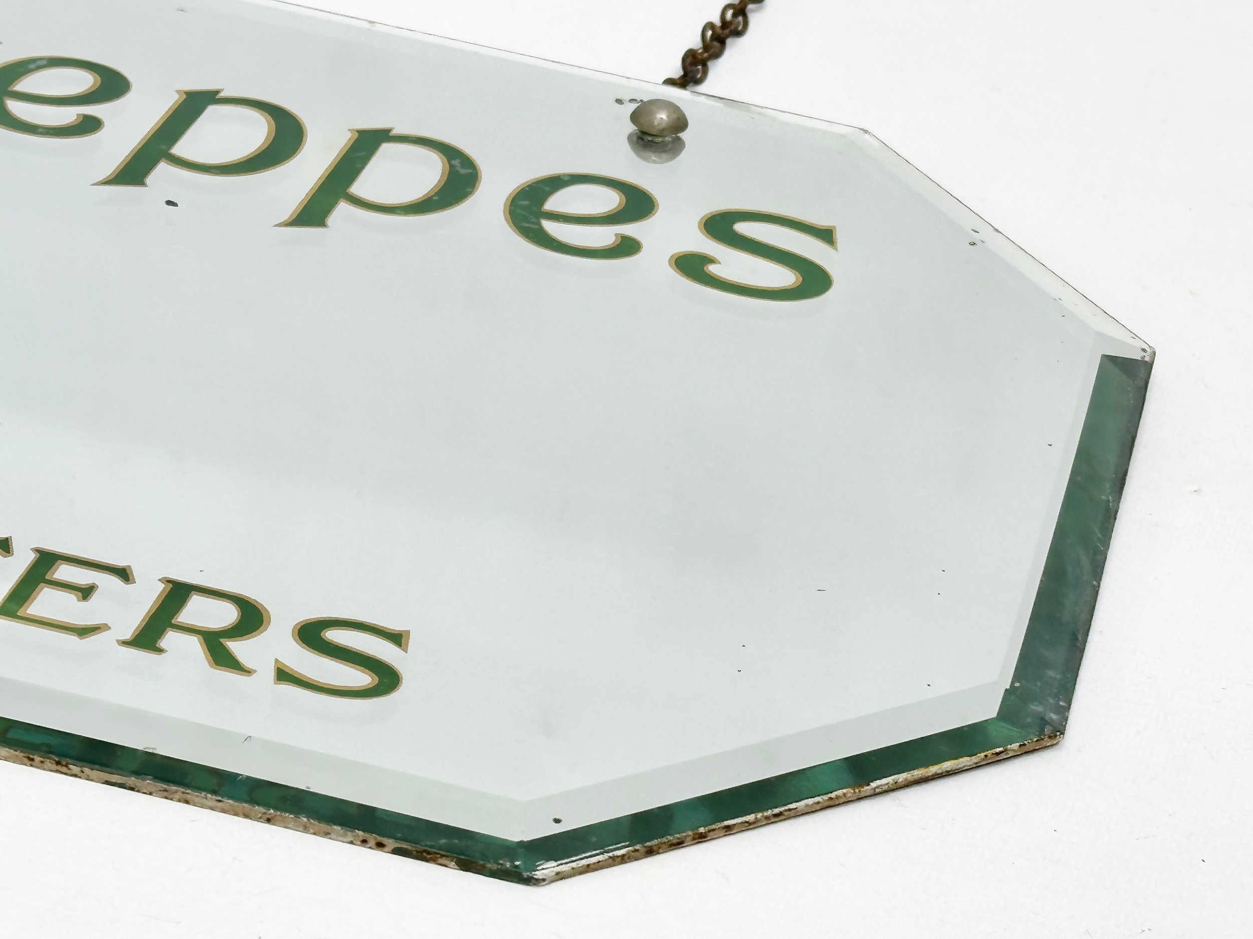 An early 20th century Schweppes Irish Table Waters advertising bevelled mirror. 51x31cm - Image 4 of 6