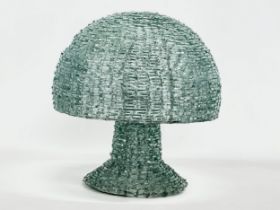 A large mid 20th century Italian glass and wire meshed ‘Mushroom’ table lamp. 2 piece. Circa 1950-