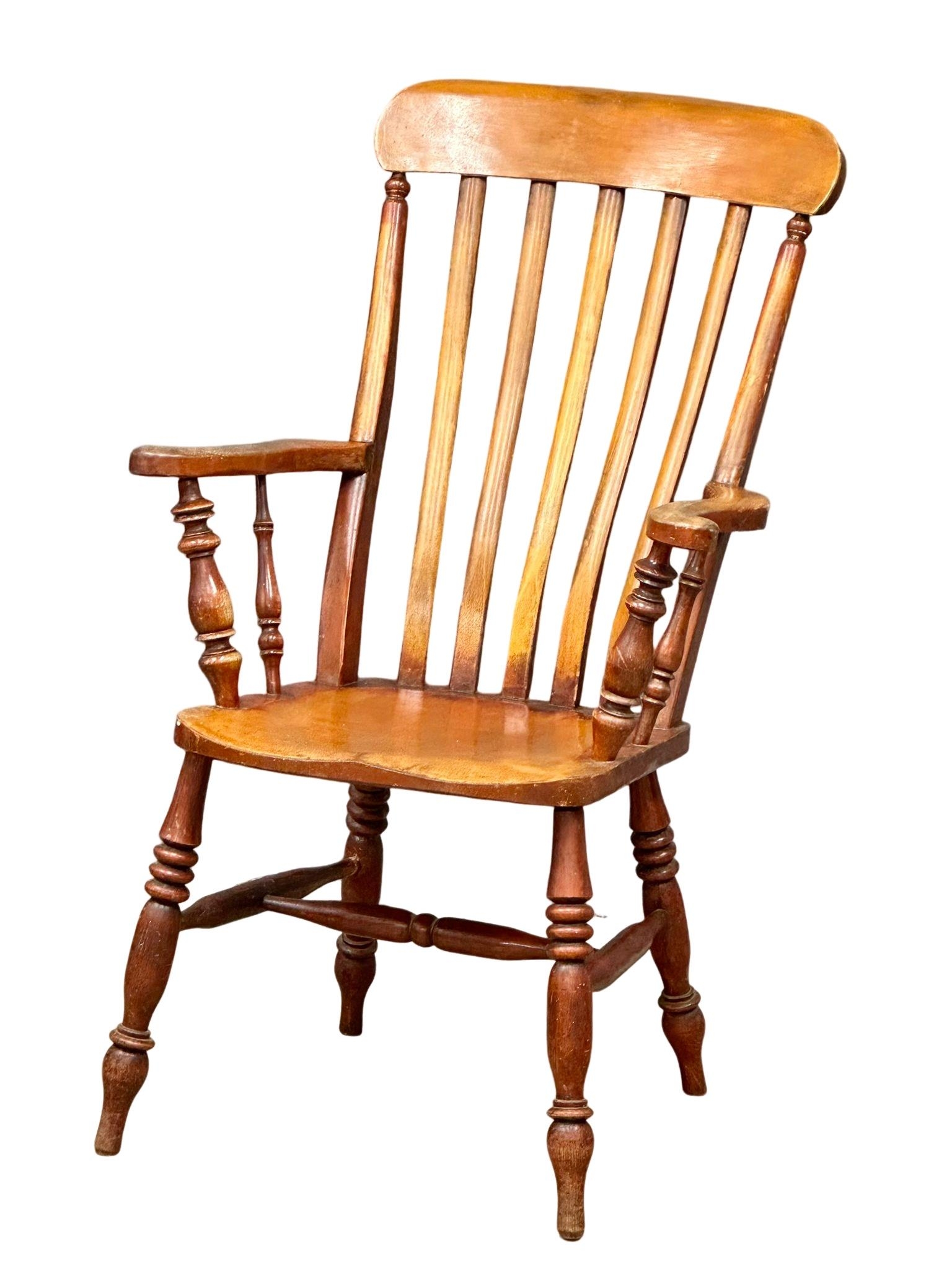 A Victorian elm & beech gent's farmhouse armchair with original paintwork - Image 5 of 5