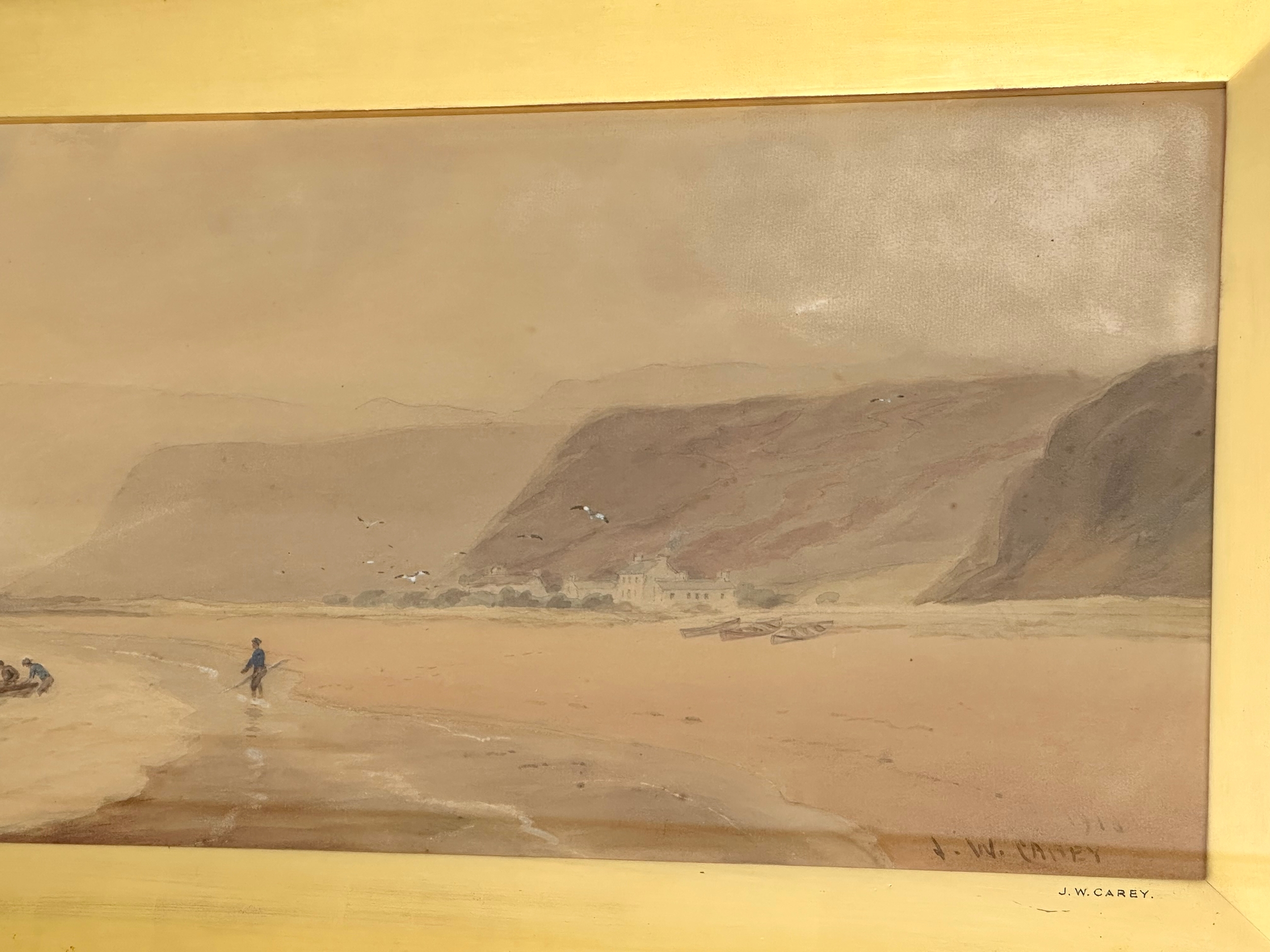 A large watercolour by Joseph William Carey RUA (1859-1937) Fair Head & Ballycastle. Going - Image 3 of 8