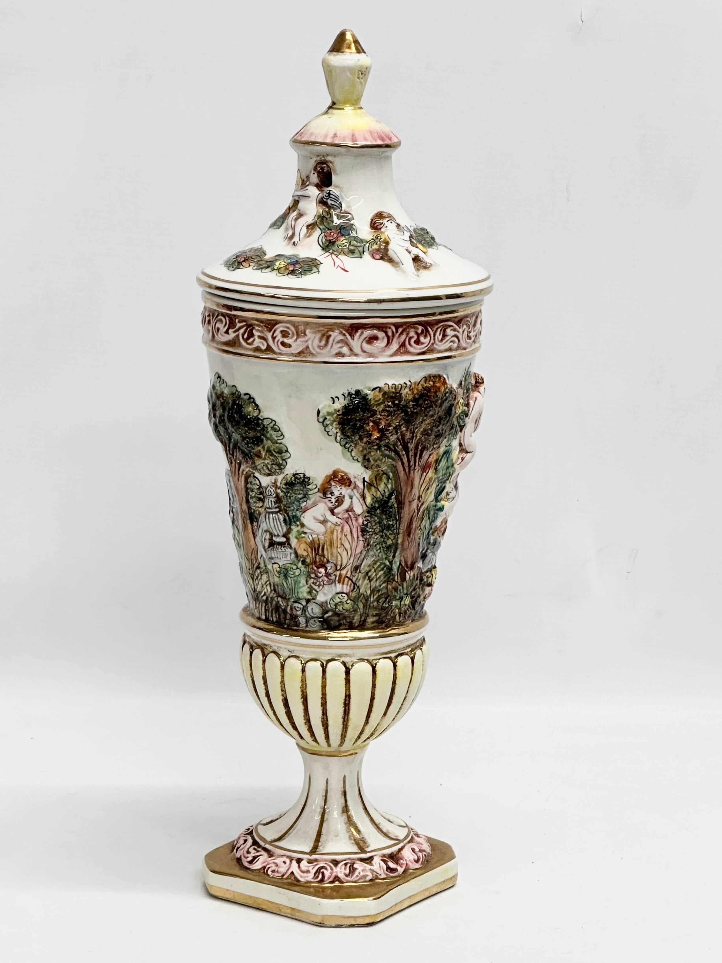 A large R. Capodimonte urn with old. 42cm. With a Chinese vase on stand. - Image 8 of 10