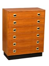 A Danish Mid Century teak chest of drawers. 80x40x100cm