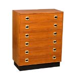 A Danish Mid Century teak chest of drawers. 80x40x100cm