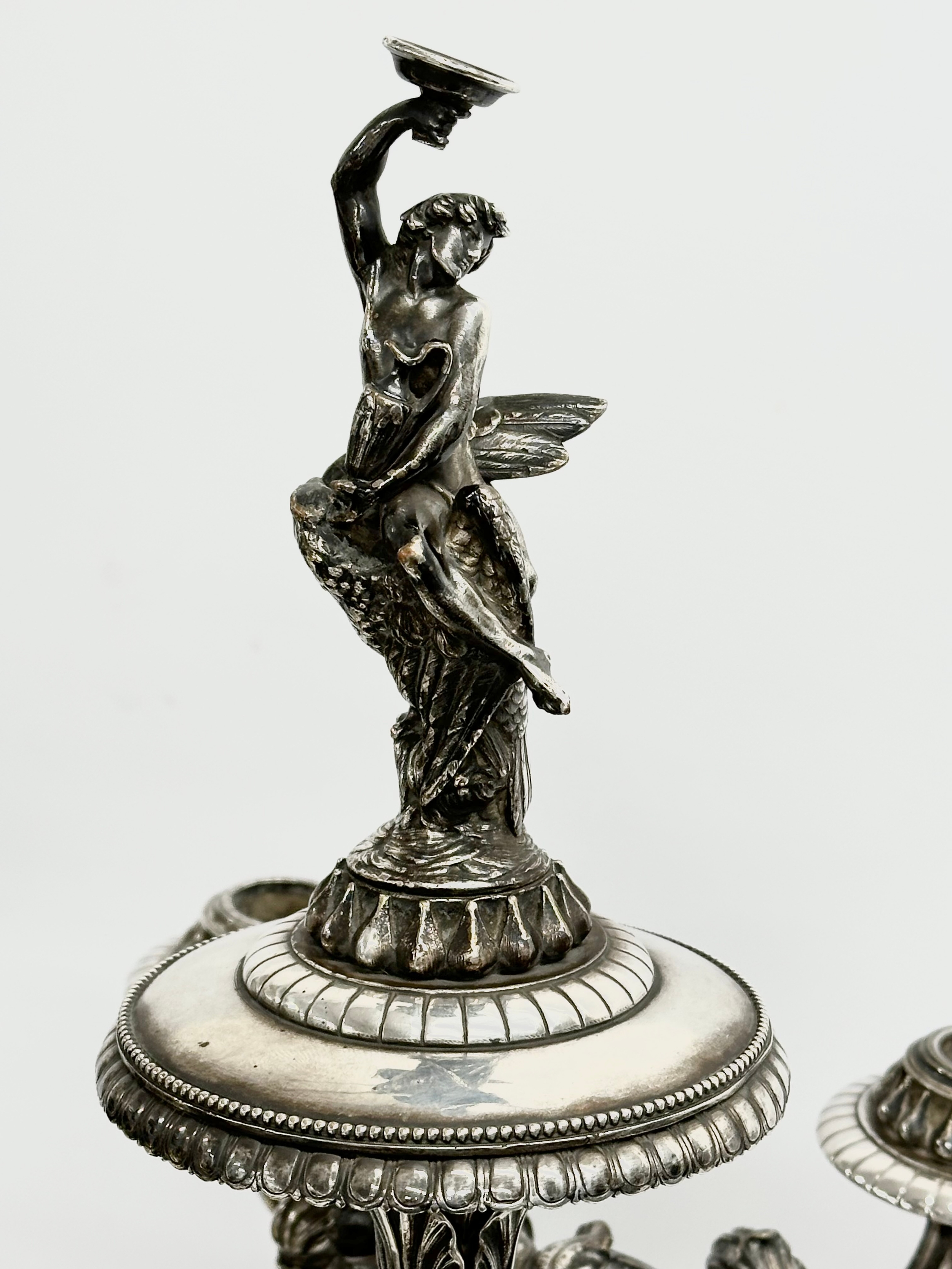 A large exceptional quality mid 19th century silver plated Neo Classical style candelabra, mounted - Image 10 of 18