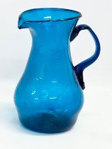 A large late 18th century hand blown Bristol Blue water jug. Circa 1760-1800. 17x14x22cm