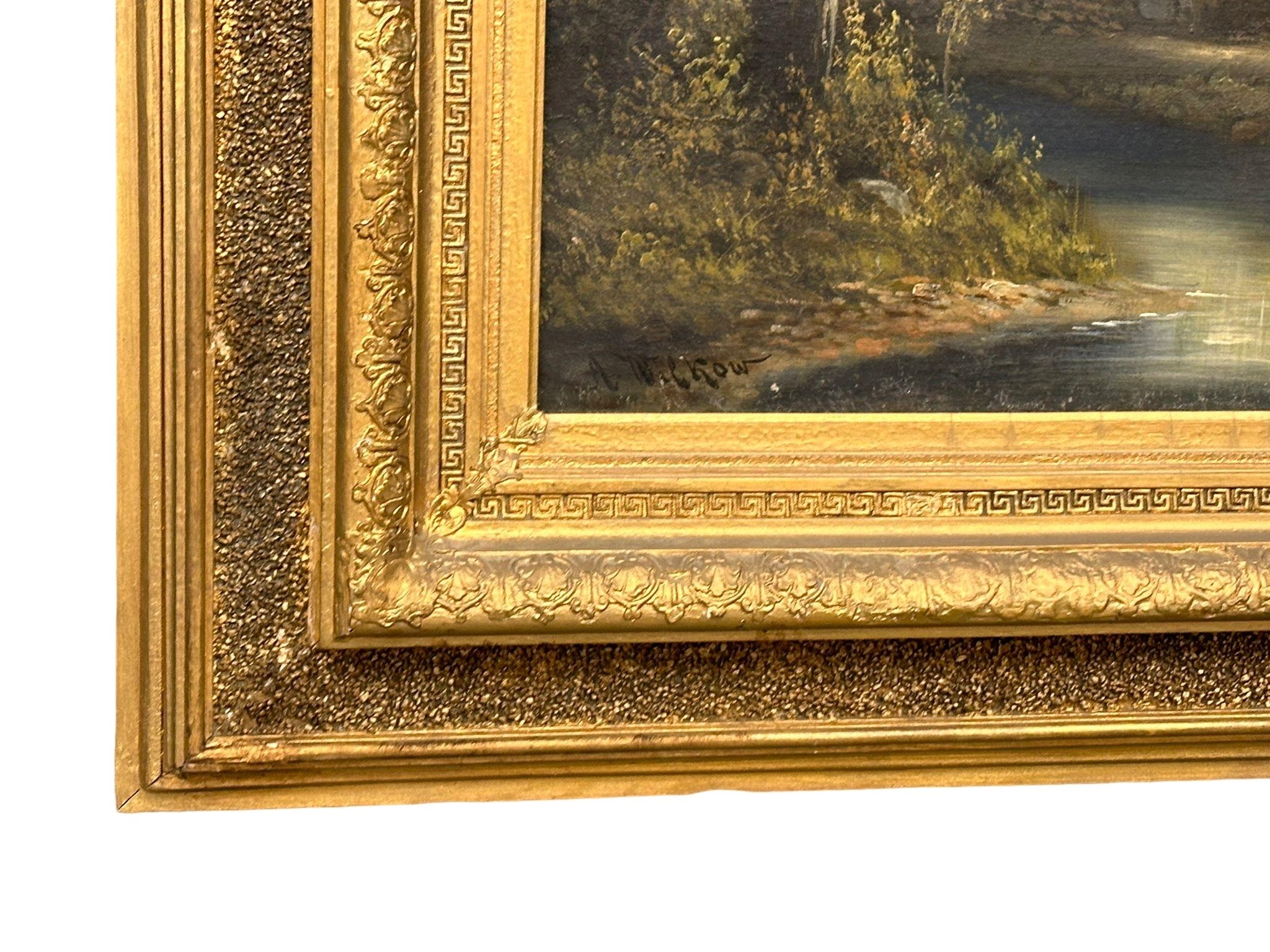 A large 19th century oil painting on canvas by A. Wilkow. Poland. 92x50cm. Frame 125x82cm - Image 8 of 12