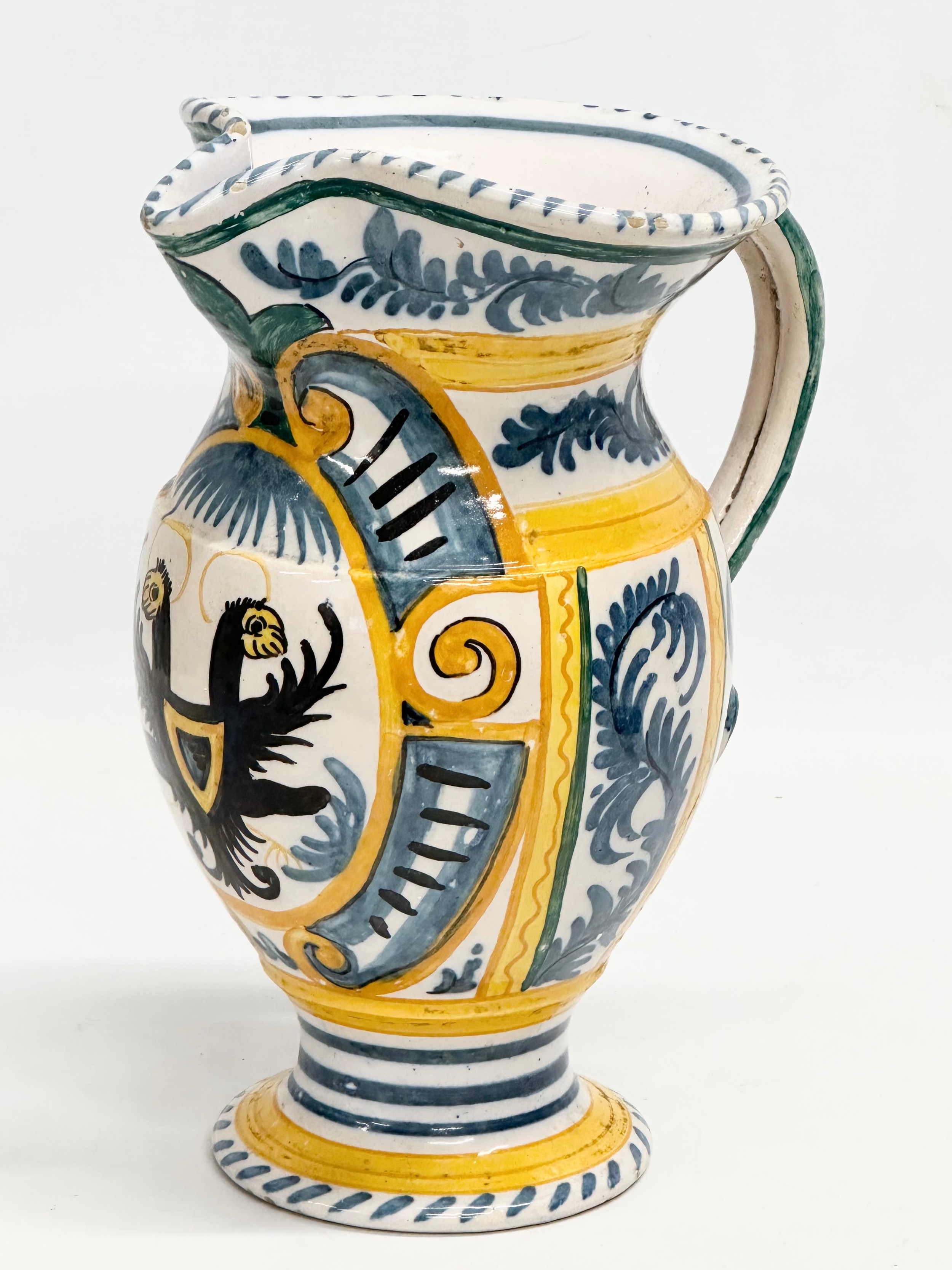 A rare late 18th/early 19th century Italian Majolica Pesaro Admiral jug. Circa 1780-1820. 19x15x23cm