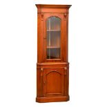 A large Victorian style Mahogany corner cabinet. 74cmx49cmx205cm.