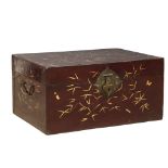 A vintage Japanese hand painted lacquered trunk. 77cmx55cmx38cm.