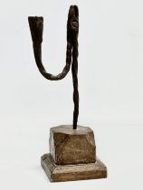 A genuine 18th century Irish rushlight on later base. 27.5cm