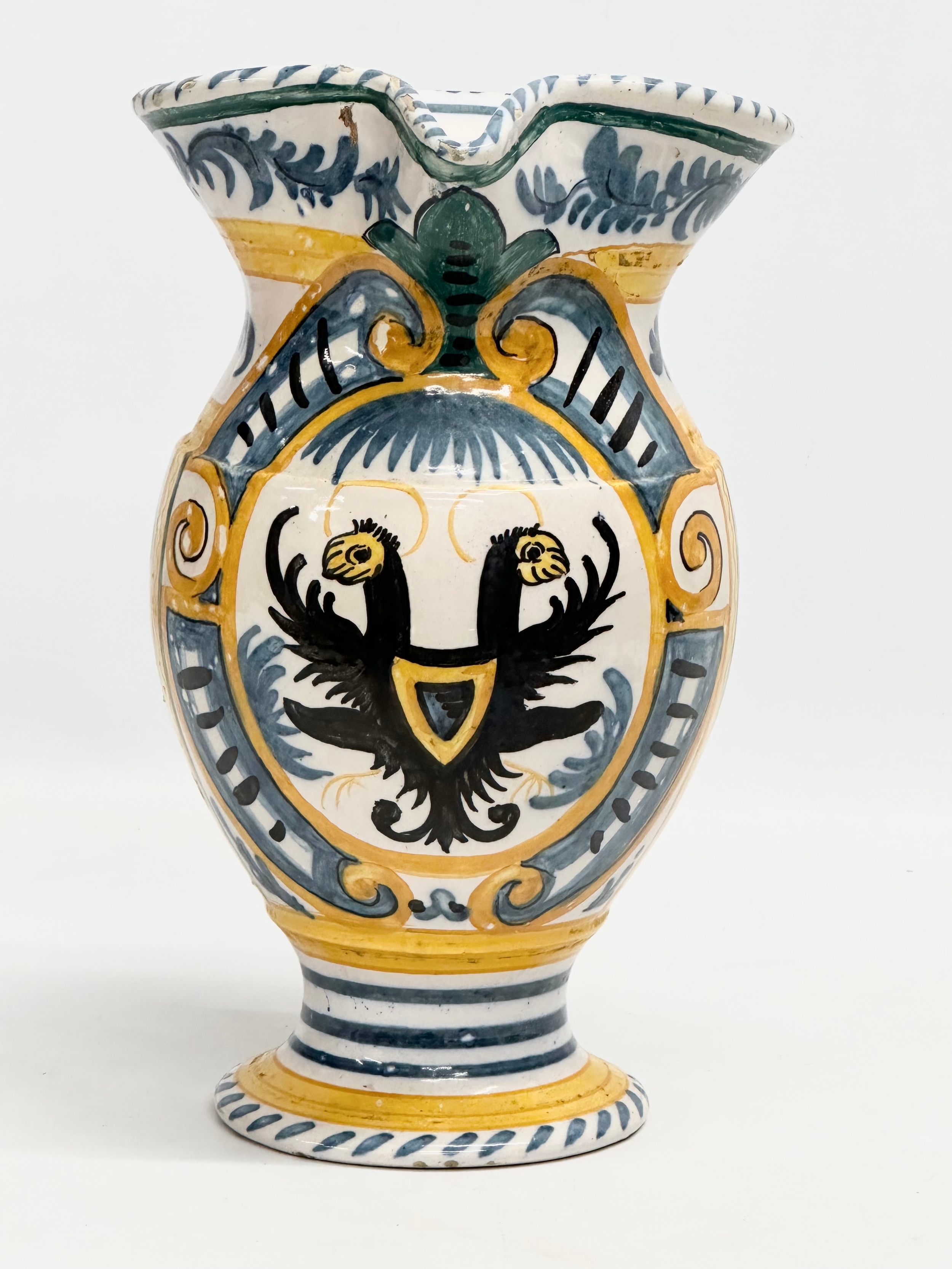 A rare late 18th/early 19th century Italian Majolica Pesaro Admiral jug. Circa 1780-1820. 19x15x23cm - Image 4 of 8