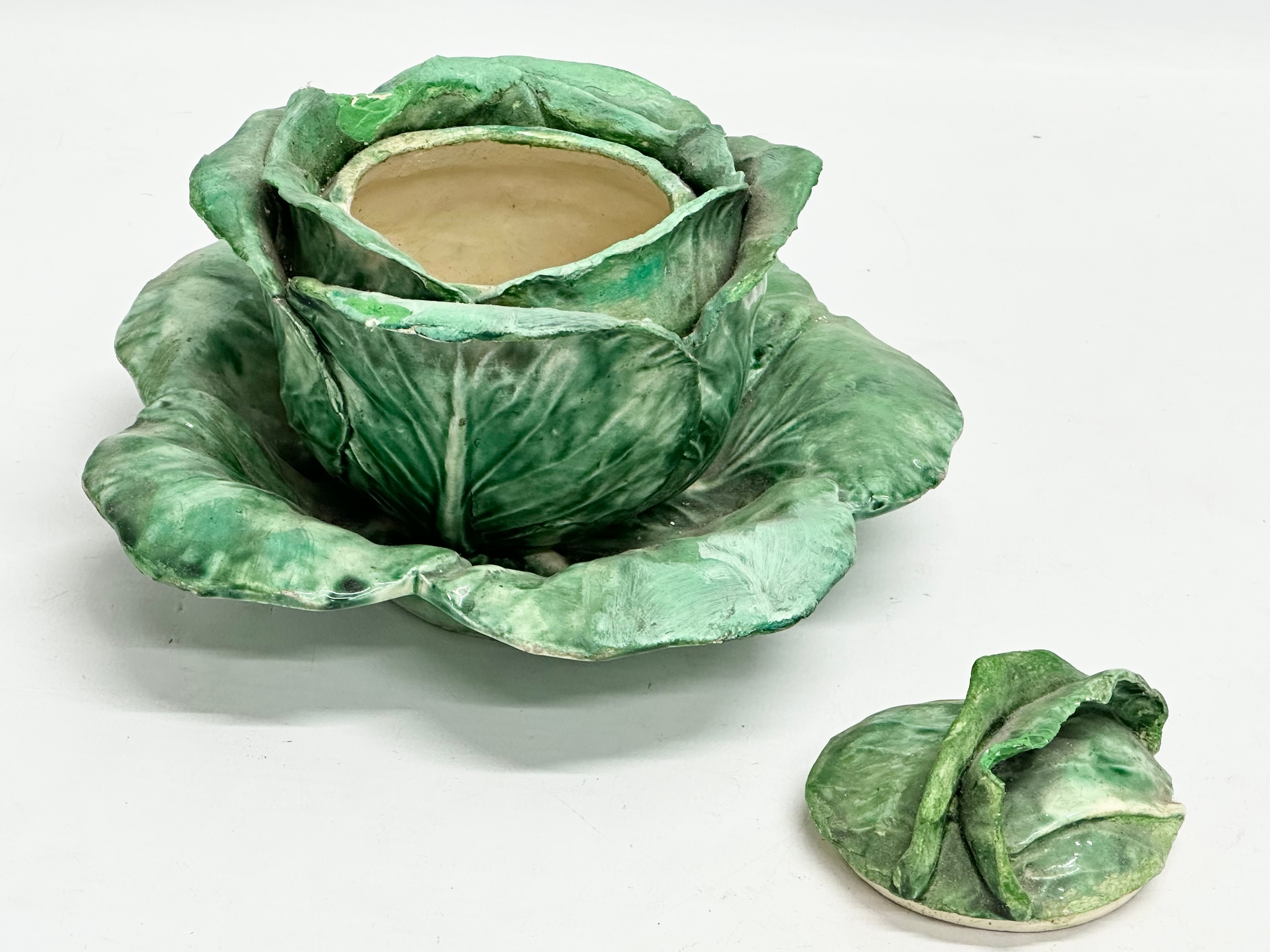 A rare glazed ceramic ‘Cabbage’ tureen with lid. Possibly by Dodie Thayer or Lady Anne Gordon. - Image 2 of 10