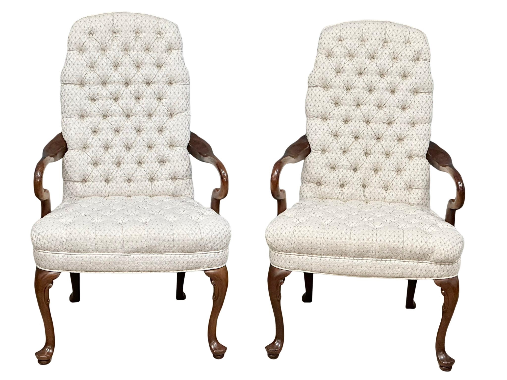 A pair of good quality George I style deep button back armchairs.(1) - Image 4 of 8