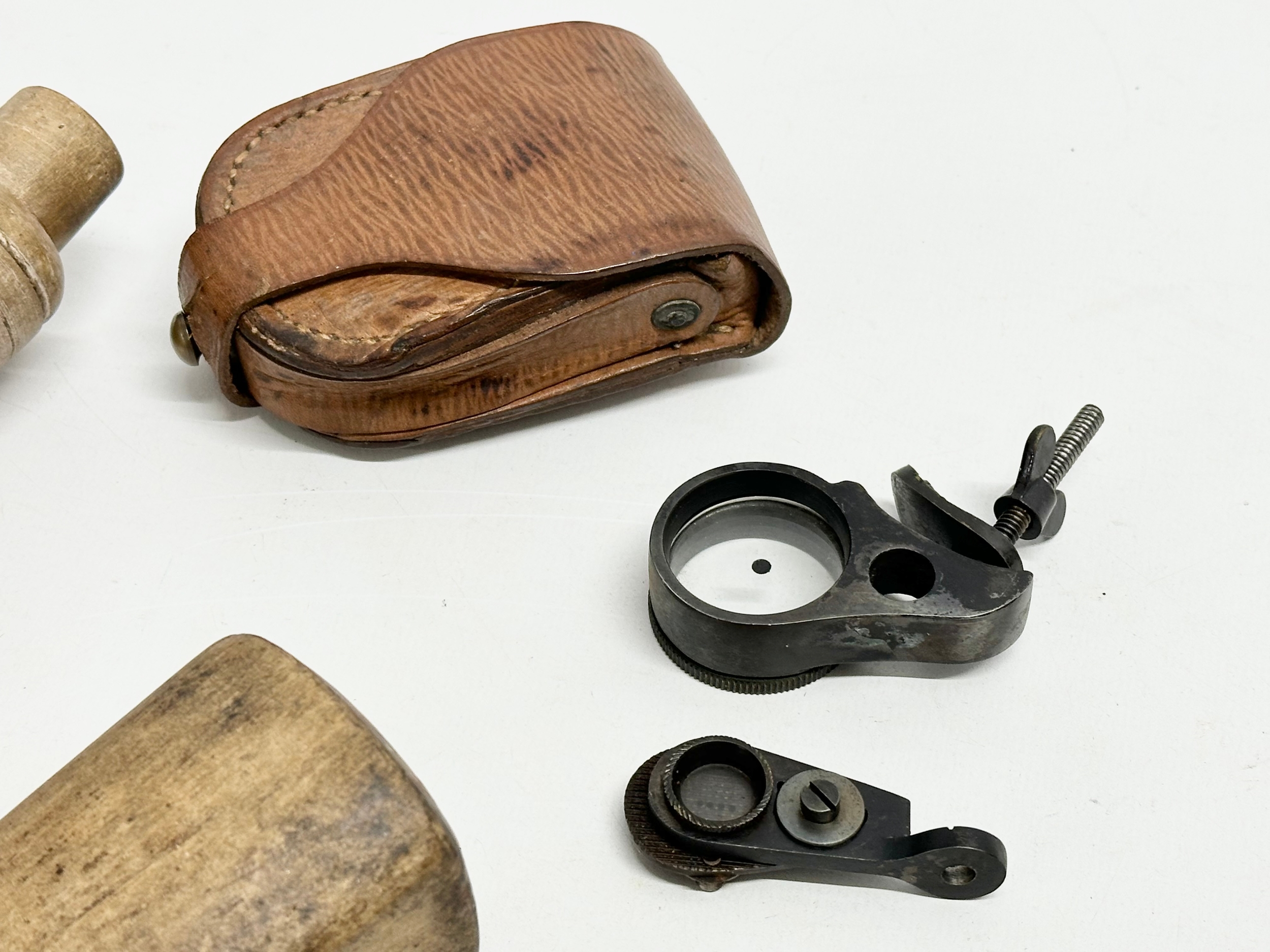 A job lot. 3 late 19th century wooden tools, barometer, scope with case etc. - Image 3 of 5