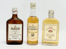 3 bottles of Scotch Whisky. Haig Gold Label. High Commissioner Old Scotch Whisky. House of