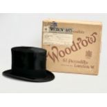 Major Tom C..H. Dickson. A Woodrow top hat with original box. Purchased by Major Tom Dickson in