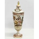 A large R. Capodimonte urn with old. 42cm. With a Chinese vase on stand.
