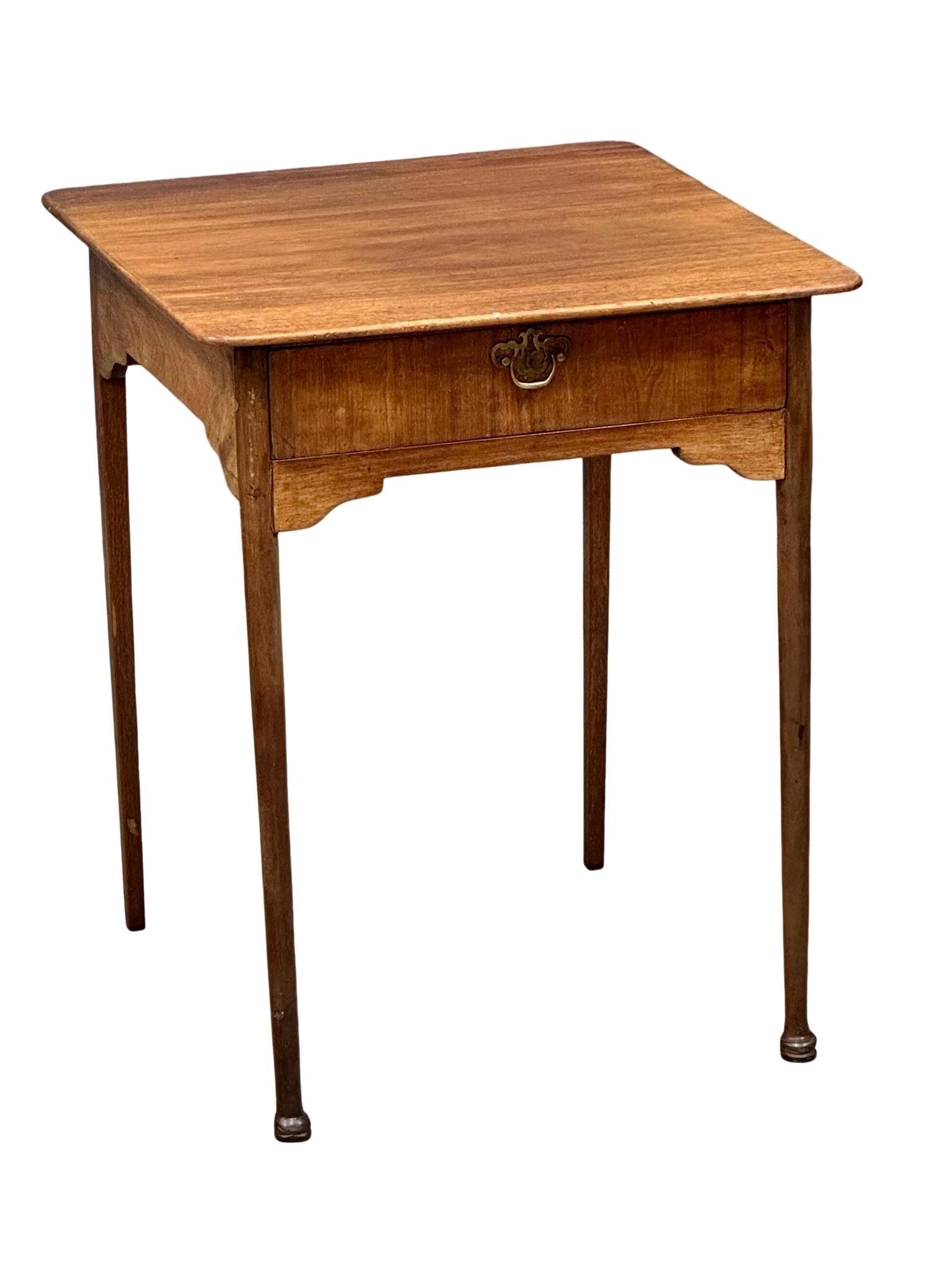 A late George III mahogany side table with drawer, circa 1800-20. 58cm x 57.5cm x 72cm