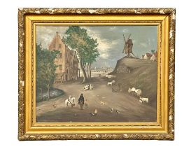 An early 20th Century Dutch oil painting on board by Fernand Cloquet in Victorian gilt frame.