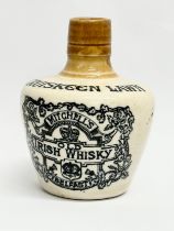 Cruiskeen Lawn Irish Whisky stoneware flagon. Belfast. 9x11cm