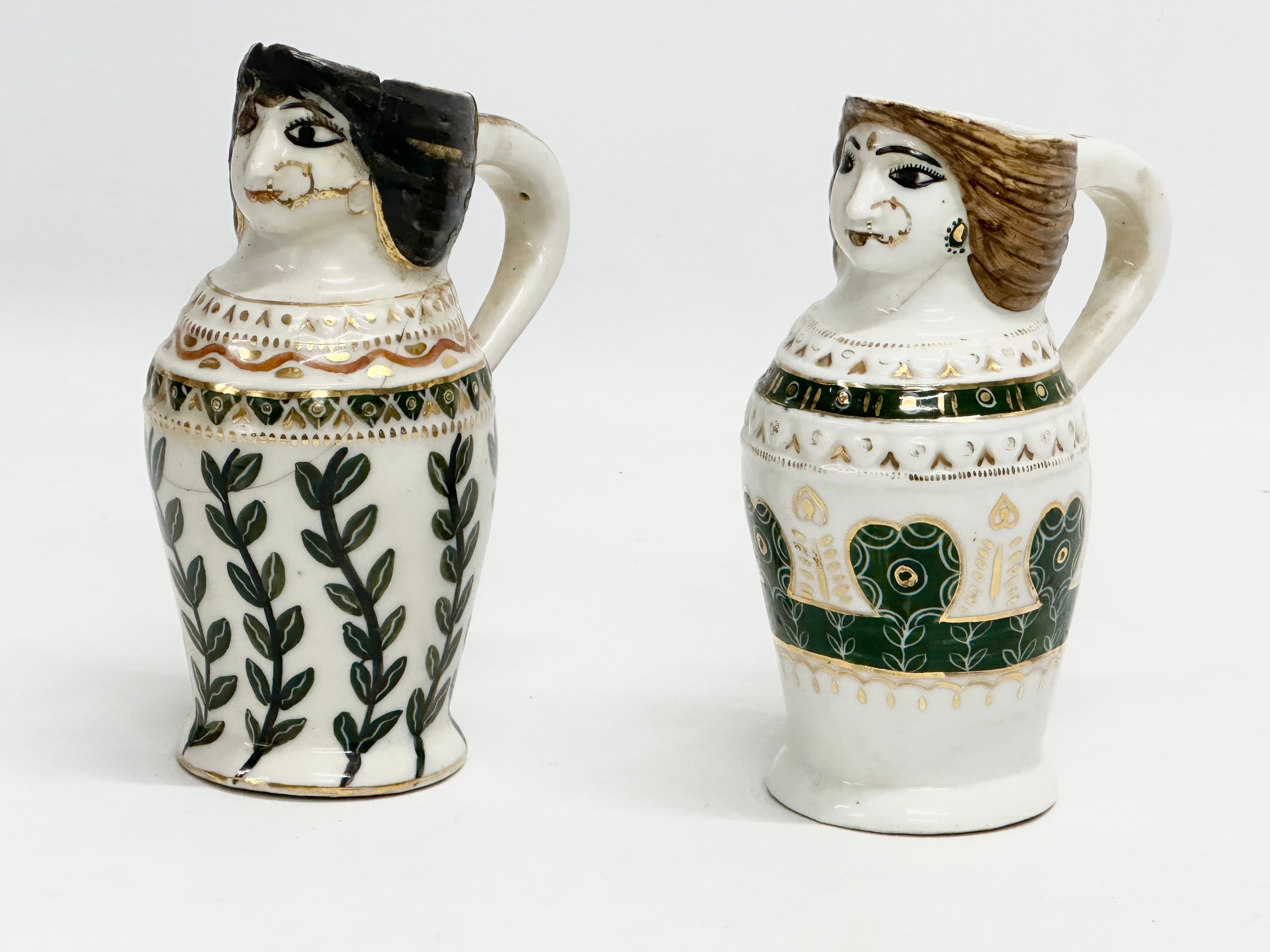 A pair of late 19th century gypsy character jug. 1 stamped B.C.I.T. 11.5x15cm
