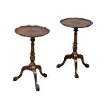 A pair of good quality Chippendale revival mahogany pedestal wine tables on carved paw feet. 32cm